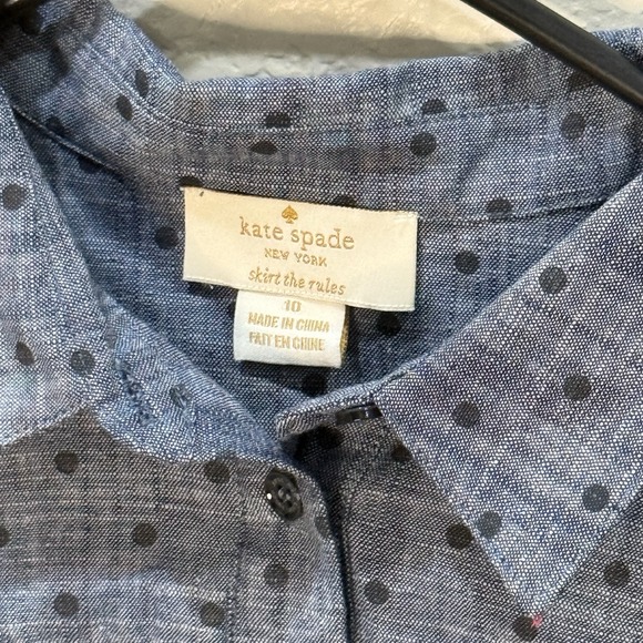 Kate Spade Ruffle Cold Shoulder Chambray Polka Dot Dress Girls Size 10 - Picture 6 of 10